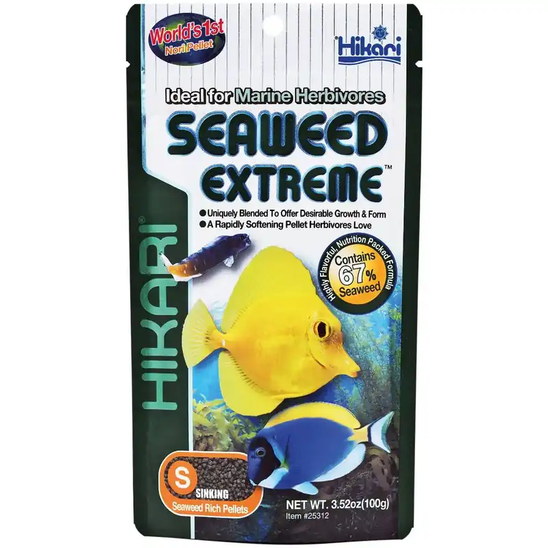 Hikari Seaweed Extreme mit Nori für pflanzenfressende Meerwasser Fische S - 100 Gramm Abverkauf