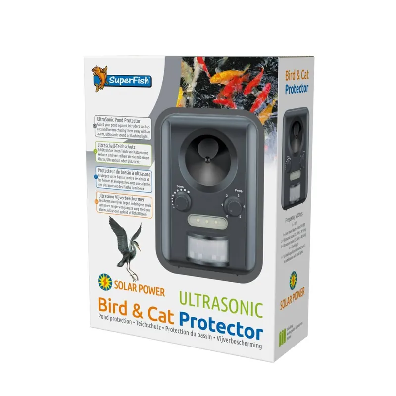 Schutz vor Vogel- und Katzen mit Bewegungsmelder, Ultraschall & LED-Lichtblitzen Bird & Cat Protector Günstig