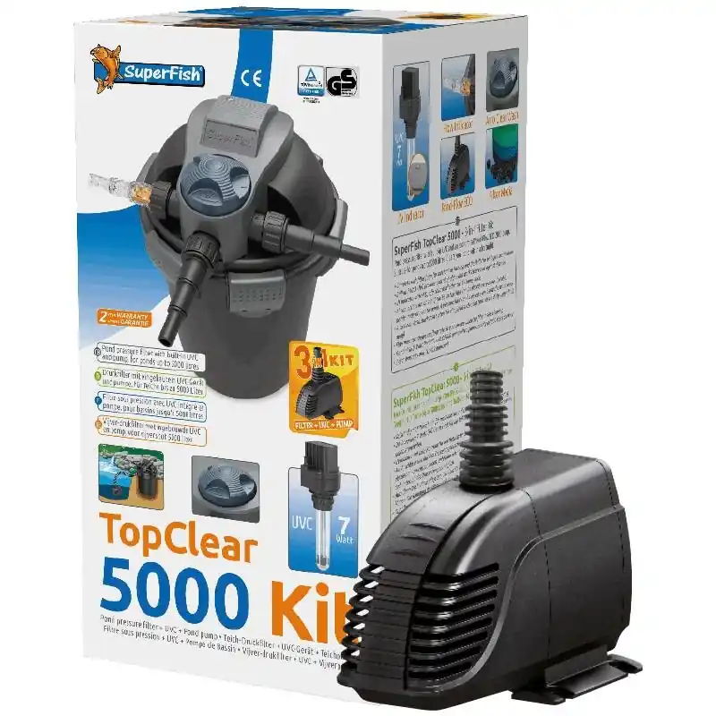 Sale TopClear Komplettset 3-stufiger Teichdruckfilter mit UVC inklusive Pumpe TopClear Set 5000 mit Pumpe