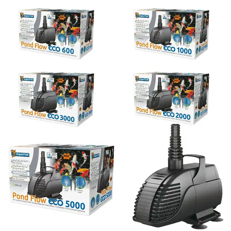 Neu Pond Flow ECO Teichpumpe mit Springbrunnen & Pilz Aufsatz 650 - 4.900 L/h Pond FLow ECO 600 - 650 l/h 8W