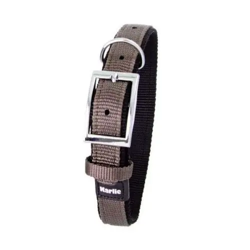 Schnäppchen Karlie ASP Halsband mit Zugentlastung, doubliert - Grau/Schwarz 65cm/40mm