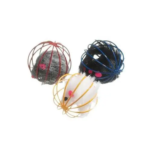 Neu Karlie Plüschmaus im Gitterball - ca. 5 cm