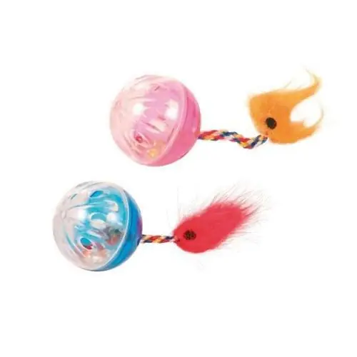 Trixie 2 Rasselbälle mit Spielschwanz - 4 cm Beliebt