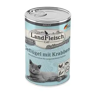 Neu Landfleisch Cat Adult Schlemmertopf mit Geflügel & Krabben 400 g
