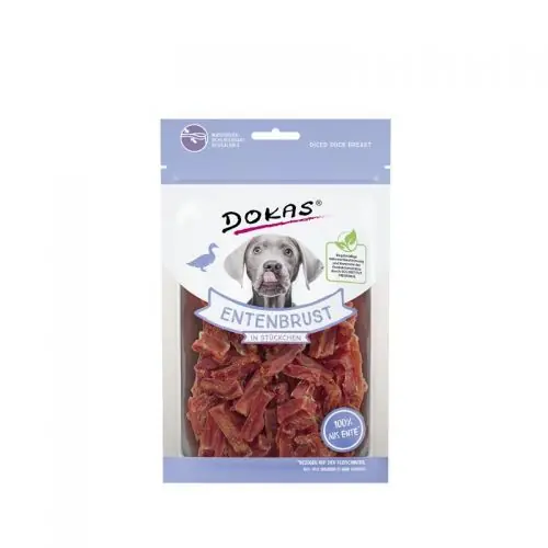 Solange Der Vorrat Reicht Dokas Dog Snack Entenbrust in Stückchen 70g
