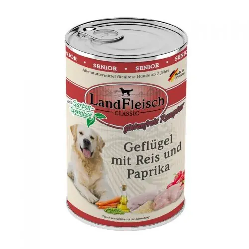 Landfleisch Dog Classic Senior Geflügel mit Reis, Paprika & Gartengemüse 400g Nur Für Kurze Zeit