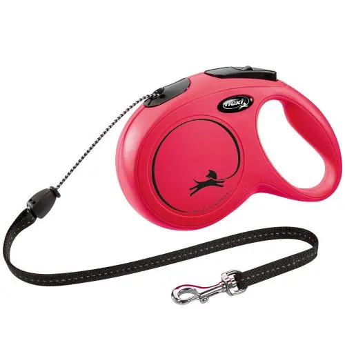FLEXI Rollleine New CLASSIC Seil - 8m, bis 20kg Rot Schwarz Highlight