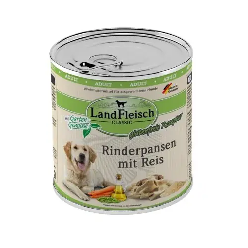 Bestseller Landfleisch Dog Classic Rinderpansen mit Reis & Gartengemüse 800g 400g