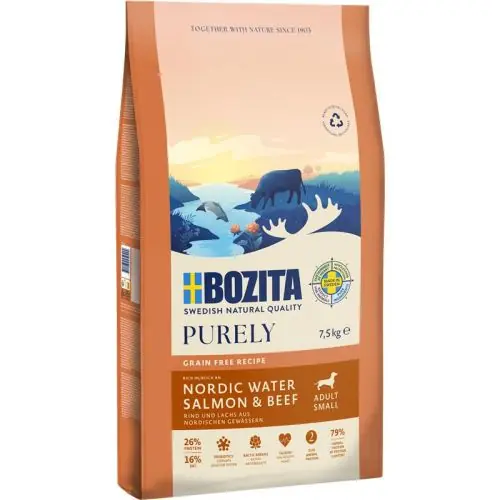 Neu Im Sortiment Bozita Purely Adult Small mit Lachs & Rind 7,5 kg 2.5 kg