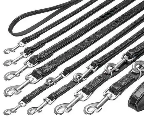 Karlie BUFFALO KROKO Büffelleder-Leine - Schwarz 18 mm, 100 cm 18 mm. 100 cm Expressversand