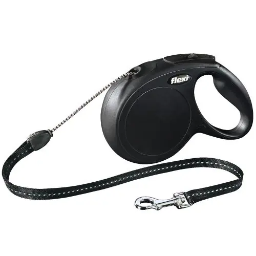 Expressversand FLEXI Rollleine New CLASSIC Seil - 8m, bis 20kg Schwarz Schwarz