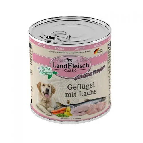Landfleisch Dog Classic Geflügel mit Lachs & Gartengemüse 800g 400g Neuheit