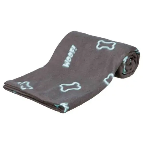 Markenware Trixie Fleecedecke Barney Knochenmotiv - 150 x 100 cm Taupe Taupe