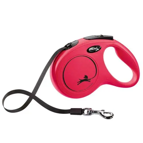 Must-Have FLEXI Rollleine New CLASSIC Gurt - 5m, bis 25kg Rot Schwarz