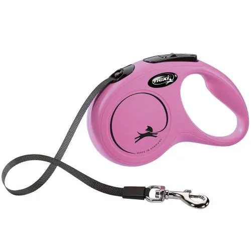 Wochenendangebot FLEXI Rollleine New CLASSIC Gurt - 5m, bis 15kg Pink Schwarz