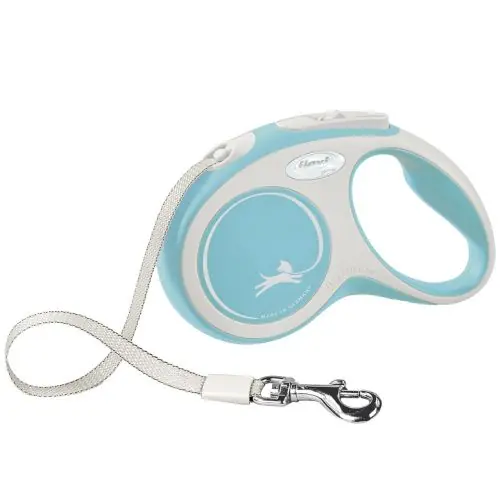 Garantierte Lieferung FLEXI Rollleine New COMFORT Gurt - 5m, bis 15kg hellblau blau