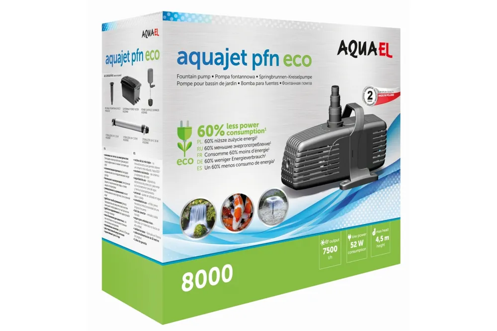 Aquael Teichpumpe AquaJet PFN ECO 8000, Springbrunnen-Kreiselpumpe Top-Preis