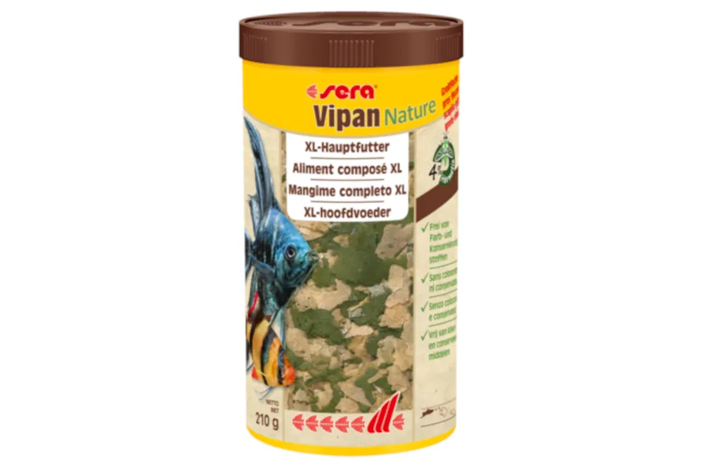 Sera Vipan Nature Großflocke, XL Hauptfutter-Flocken, 1000 ml Markenprodukt