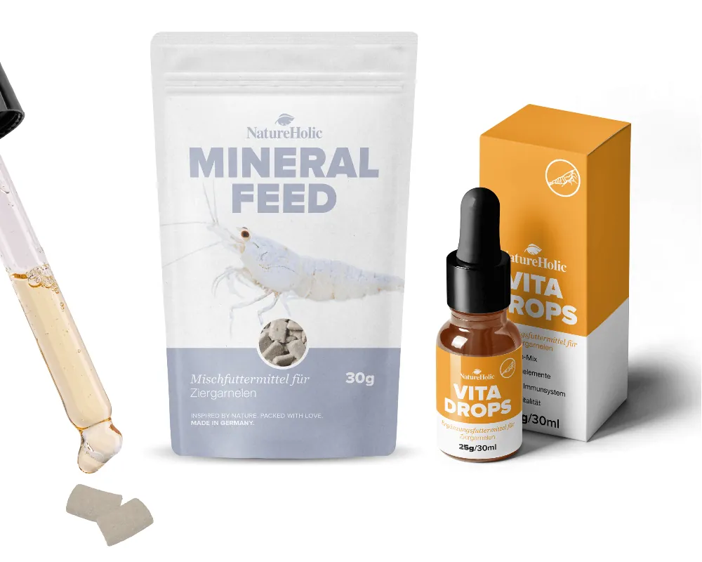 Billig NatureHolic Garnelenfutter Set, Mineralfeed & Vita Drops, Mineral-& Vitaminversorgung