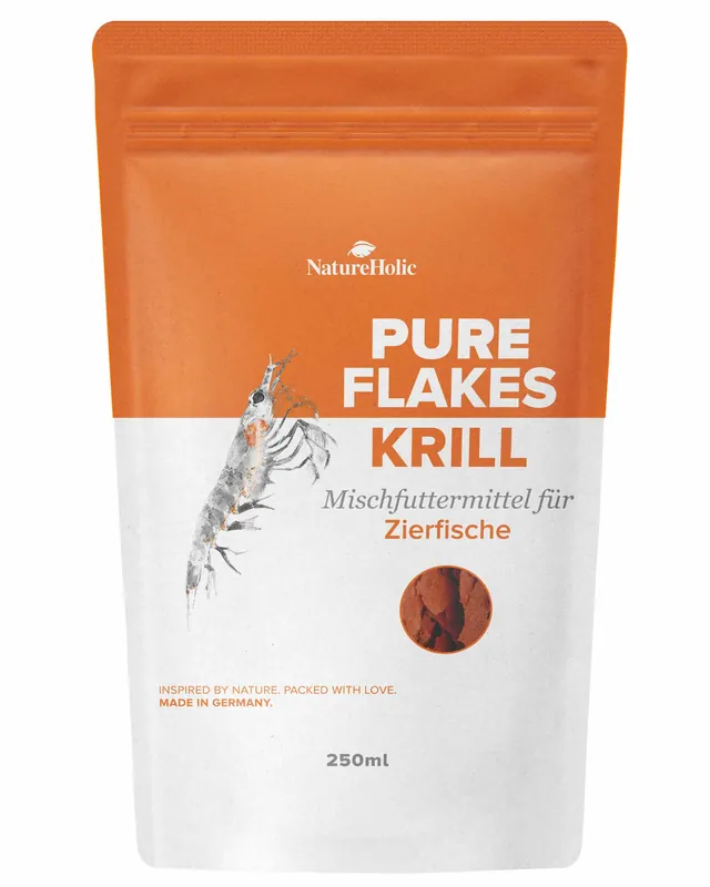 NatureHolic Pure Flakes Krill, Zierfischfutter, 30 g Zertifiziert