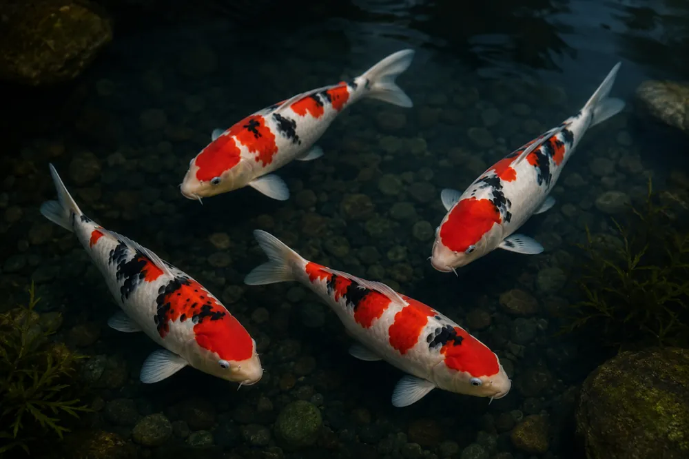 Koi Sanke (weiß-rot-schwarz), 25-30 cm, Cyprinus carpio Saisonangebot