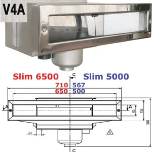 Schwimmbecken V4A Edelstahl Skimmer Slim 5000. komplett mit Folienflansch und Blende Neu Im Sortiment