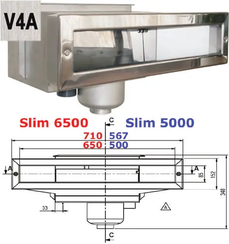 Schwimmbecken V4A Edelstahl Skimmer Slim 5000. komplett mit Folienflansch und Blende Neu Im Sortiment