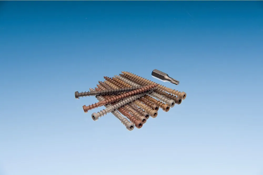 Must-Have Toploc Terrassendielen Schraubset Holz Trägerprofil Walnuss