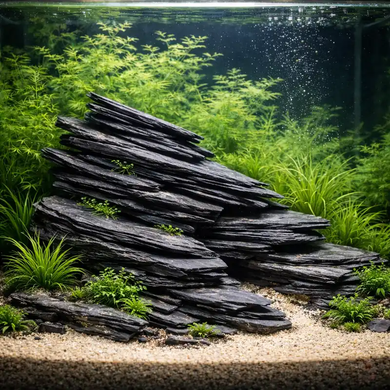 Sale Schieferplatten schwarz 2 kg | Wasserneutrales Hardscape für Aquarien & Terrarien