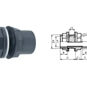 Mega-Angebot PVC Tankdurchführung 40/50 x 40 mm 1 ¾" 16 x 16 mm ½"