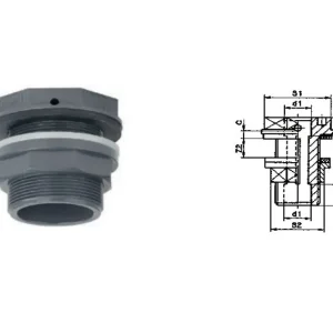 PVC Tankdurchführung mit flachem Auslauf 20 mm 16 mm Bestpreis