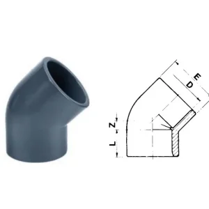 Versand Am Gleichen Tag Winkel 45º - beidseitig Klebemuffe (16 Bar) Ø 16 mm Ø 10 mm