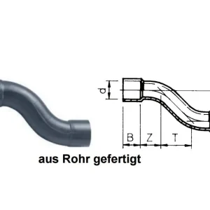 Markenware PVC S-Bogen (aus Rohr gefertigt) - beidseitig Klebemuffe (10 Bar) Ø 40 mm Ø 32 mm