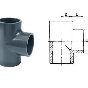 Markenprodukt PVC T-Stück 90° (16 Bar) Ø 63 mm Ø 12 mm