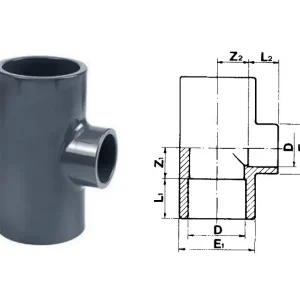 Neue Ware PVC T-Stück 90° reduziert (16 Bar) Ø 63 mm auf Ø 25 mm Ø 20 mm. T-Abzweig aufØ 12 mm