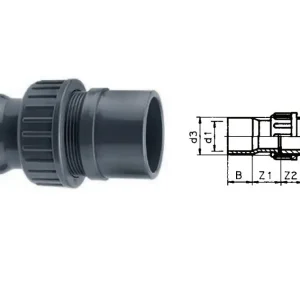 PVC 3/3 Kupplung (10 Bar) Ø 63 mm Ø 25 mm Direktkauf