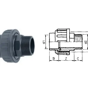 Markenprodukt PVC 3/3 Kupplung mit Außengewinde (16 Bar) Ø 40 mm auf 1¼ Zoll Ø 12 mm auf ¼ Zoll