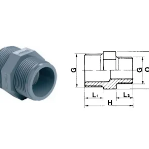 Neue Kollektion PVC Reduziernippel 2 x Außengewinde (16 Bar) - ½ Zoll auf 3/8 Zoll ½Zoll auf 3/8 Zoll