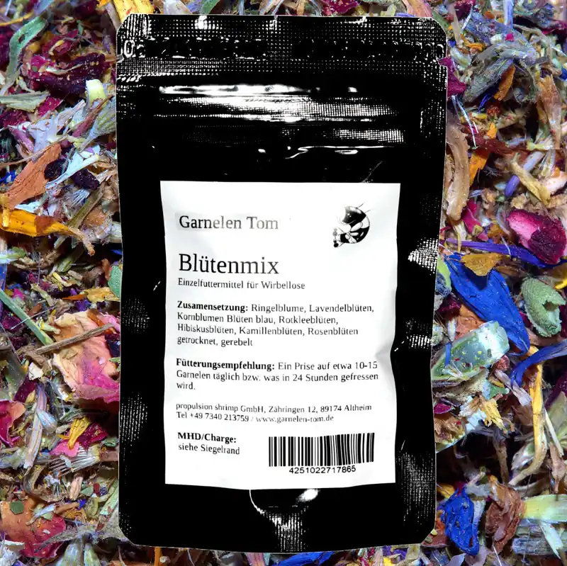 Sonderangebot GT Blütenmix, gerebelt | 50 g Naturfutter für Garnelen 10 g