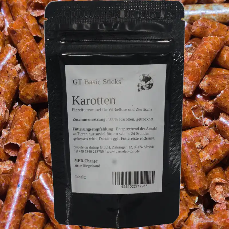 Neue Ware GT Futtersticks Karotte | Natürliches Farbfutter für Garnelen, 50 g 50 g