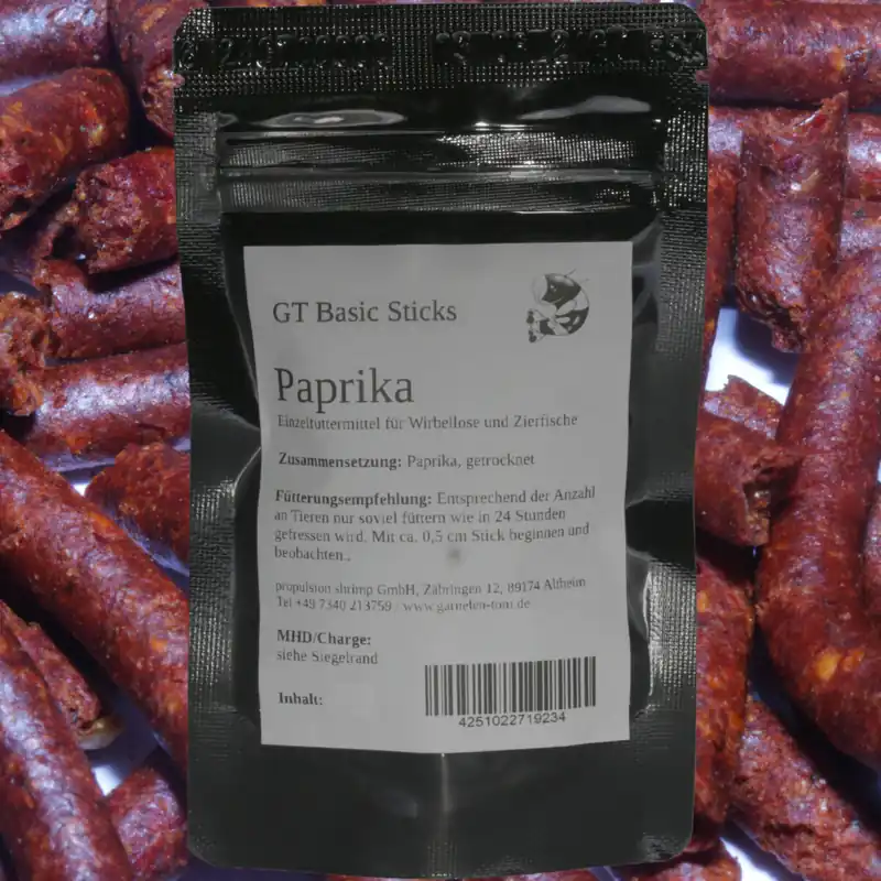 GT Futtersticks Paprika | Natürliches Farbfutter für Garnelen 30 g Geprüft