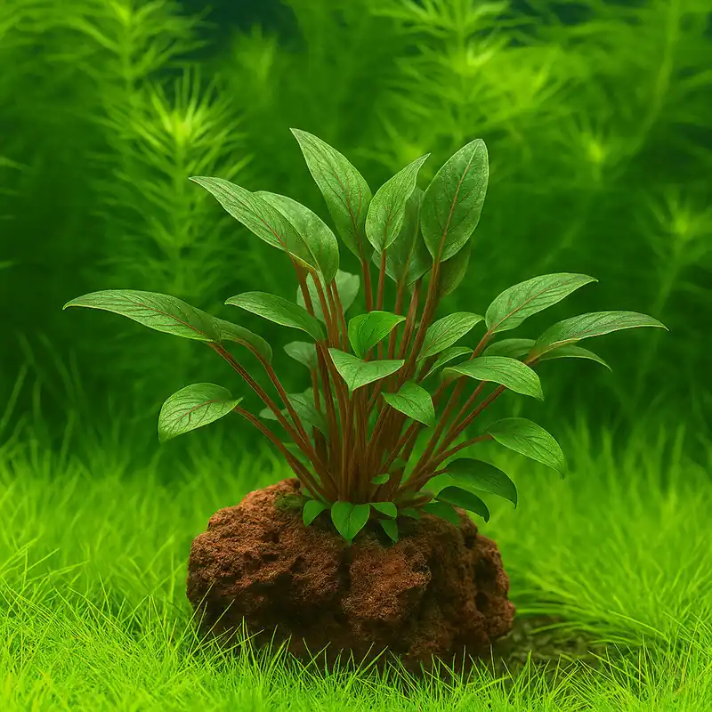 Preisknaller Cryptocoryne beckettii 'Petchi' auf Lavastein