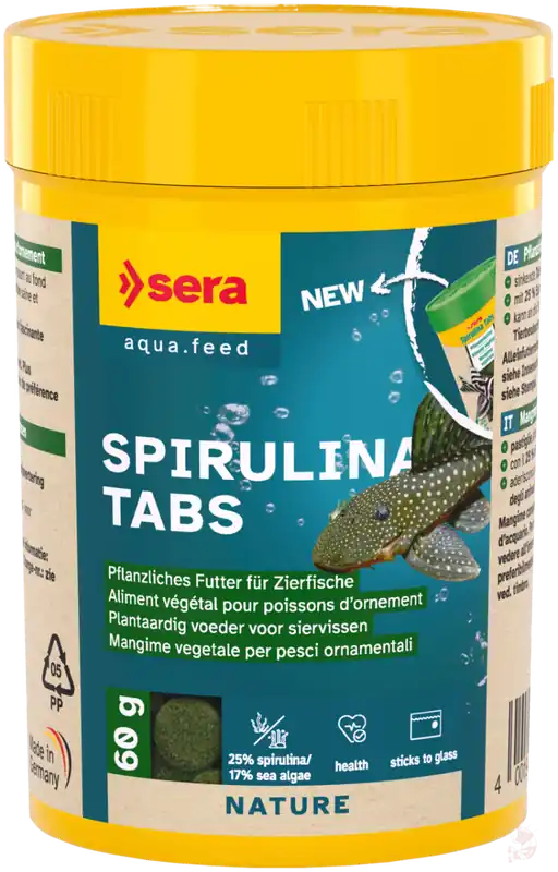 Solange Der Vorrat Reicht sera Spirulina Tabs | Pflanzliches Haftfutter für Fische & Wirbellose Sera Spirulina Tabs Nature. 24 Tabs (16 g)