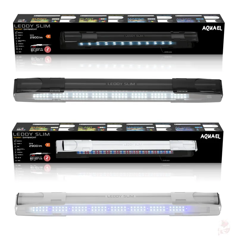 Aquael Leddy Slim Sunny D&N 2.0 32W, Aufsetzlampe für 80 - 107 cm breite Aquarien Weiß Bestseller
