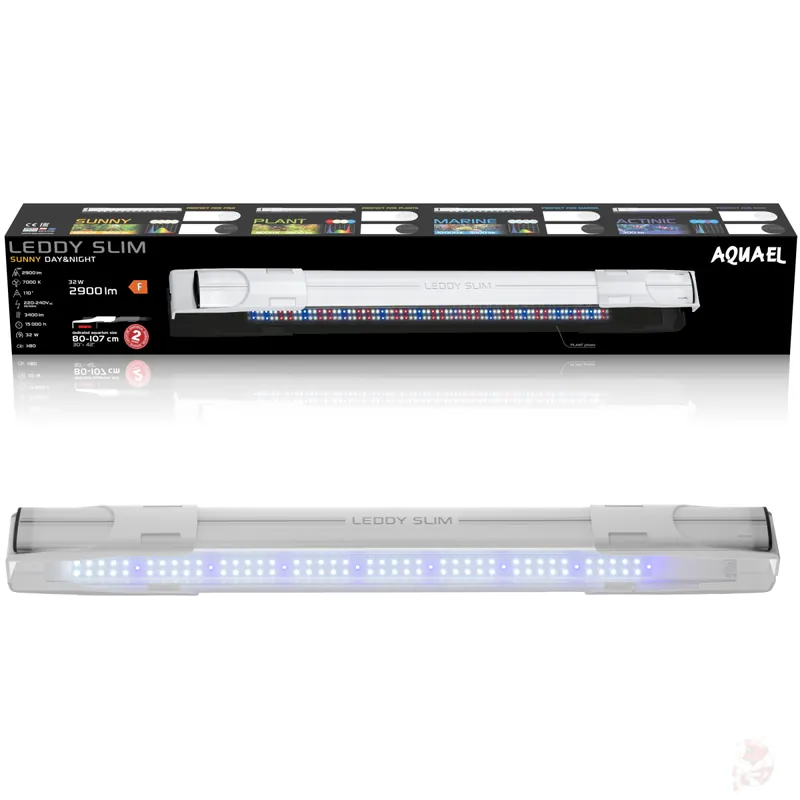 Preis Gesenkt Aquael Leddy Slim Sunny 2.0 D&N 32W weiß, Aufsetzlampe für 80 - 107 cm breite Aquarien Weiß