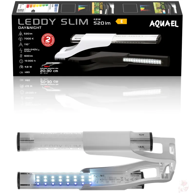 Nur Für Kurze Zeit Aquael Leddy Slim Sunny Day & Night 2.0 weiß, Aufstecklampe für 20 - 30 cm breite Aquarien Sunny Day & Night 2.0