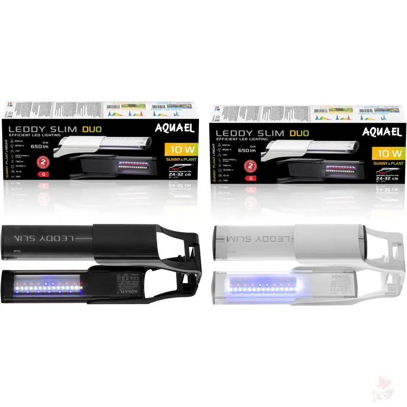 Bestpreis Aquael Leddy Slim DUO 10W Sunny Plant & Night 2.0, Aufstecklampe für 20 - 50 cm breite Aquarien Weiß