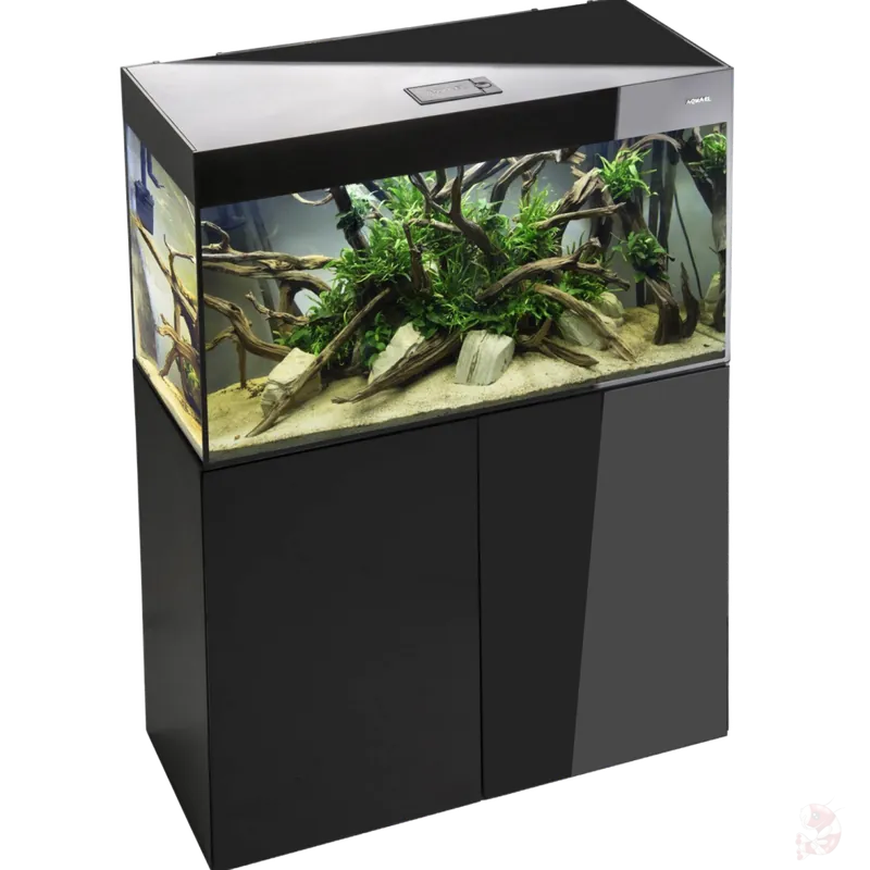 Aquael Aquariumset Glossy 100 Kombination Day & Night schwarz | 215 l mit Unterschrank Glossy 80 schwarz Kombination - 125 L Zertifiziert