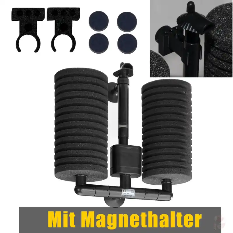 Begrenztes Angebot BOB MAXI - Doppel-Bio Schwammfilter mit Pumpe und Magnethalterung Ohne Magnethalterung