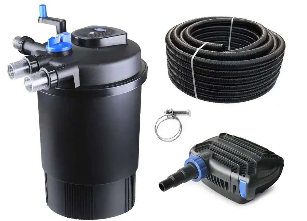 Zertifiziert Druckteichfilter Set CPF 30000 mit 70W Eco Pumpe 10m Schlauch Nr.45